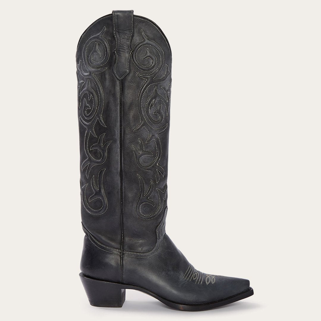 Women Western | Stetson Blair Corded Side Zip Cowboy Boot Black