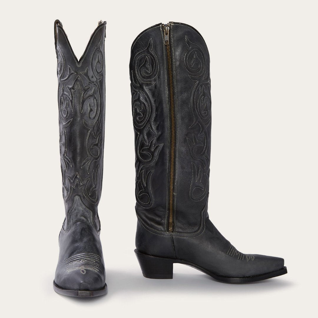 Women Western | Stetson Blair Corded Side Zip Cowboy Boot Black