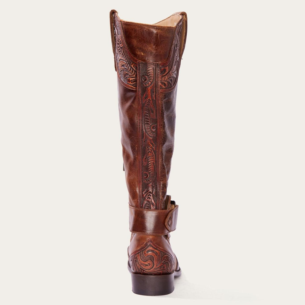 Women Western | Stetson Burnished Cognac Paisley Side Zip Cowboy Boot Tan