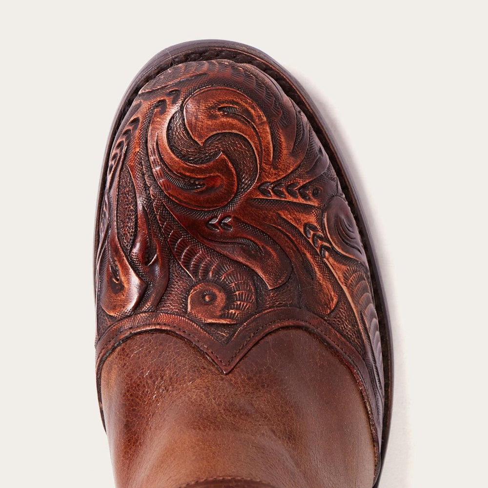 Women Western | Stetson Burnished Cognac Paisley Side Zip Cowboy Boot Tan