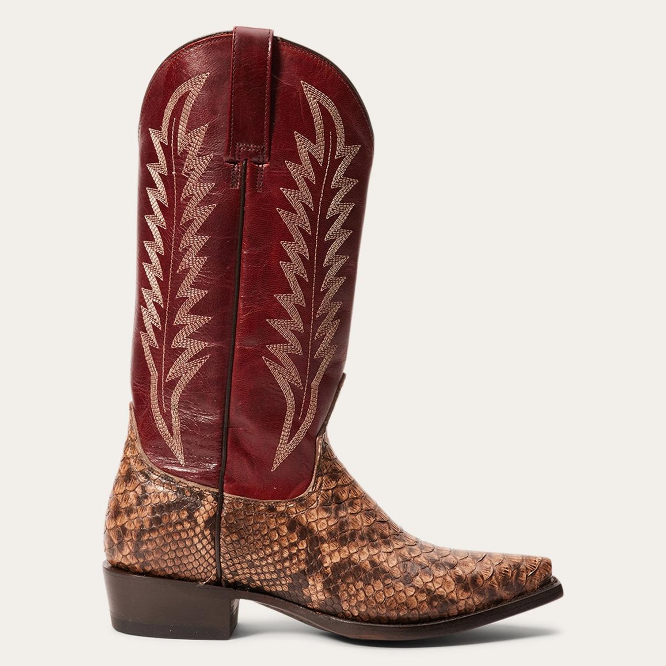 Women Western | Stetson Ember Python Snip Toe Boot Red