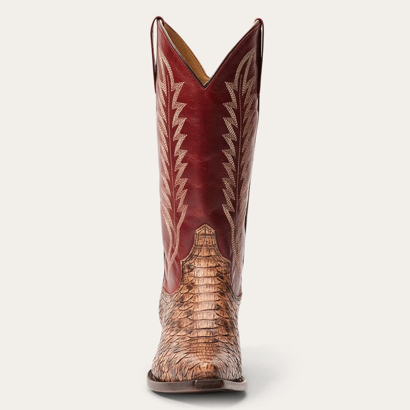 Women Western | Stetson Ember Python Snip Toe Boot Red