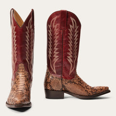 Women Western | Stetson Ember Python Snip Toe Boot Red