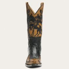 Women Western | Stetson Faye Cowgirl &amp; Horse Underlay Leather Boot Black